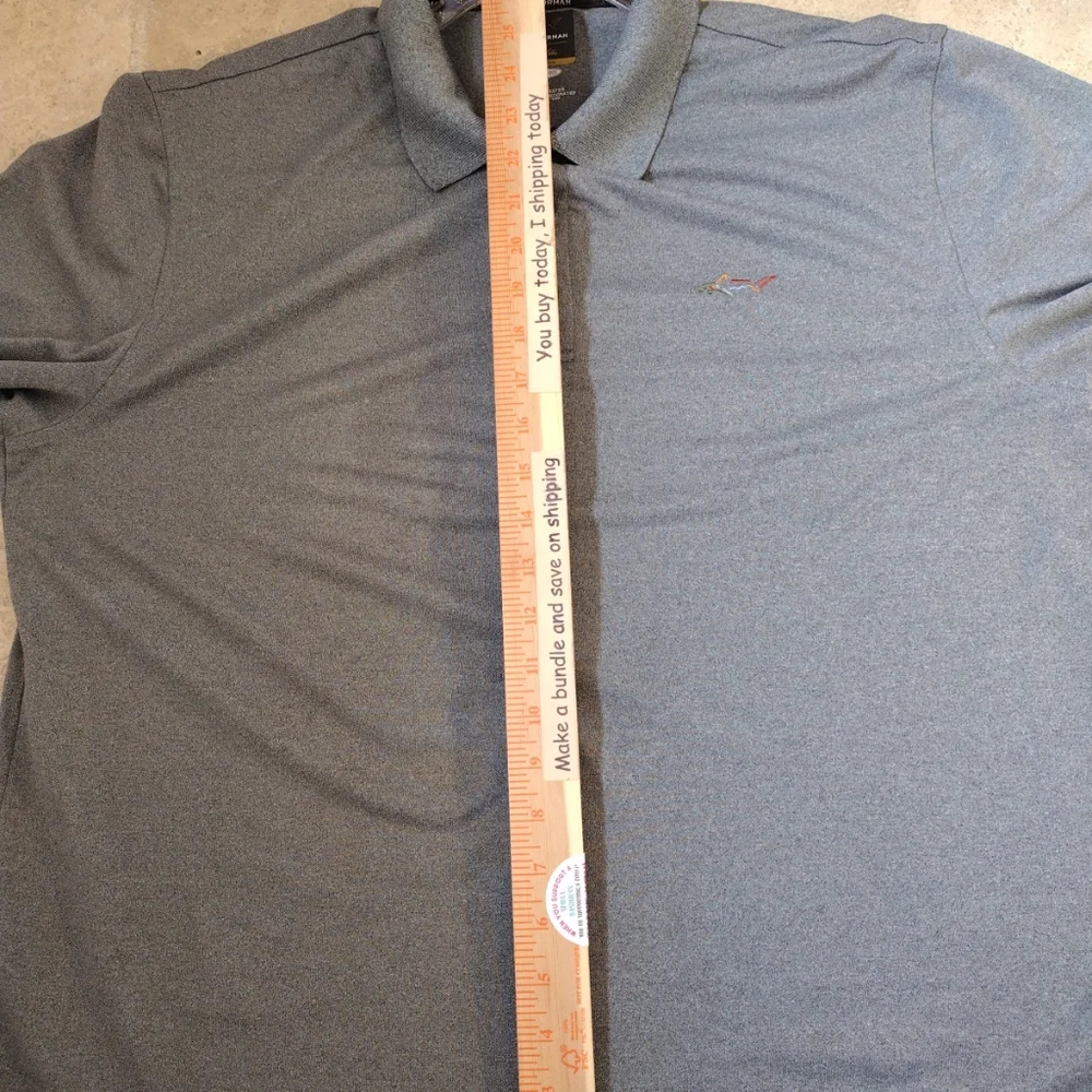 Greg‎ Norman Polo Shirt Men Large Gray Golf Short Sleeves Logo Sporty Casual